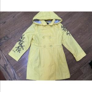 New Catimini Girl Yellow Light Coat Trench Jacket Size 5